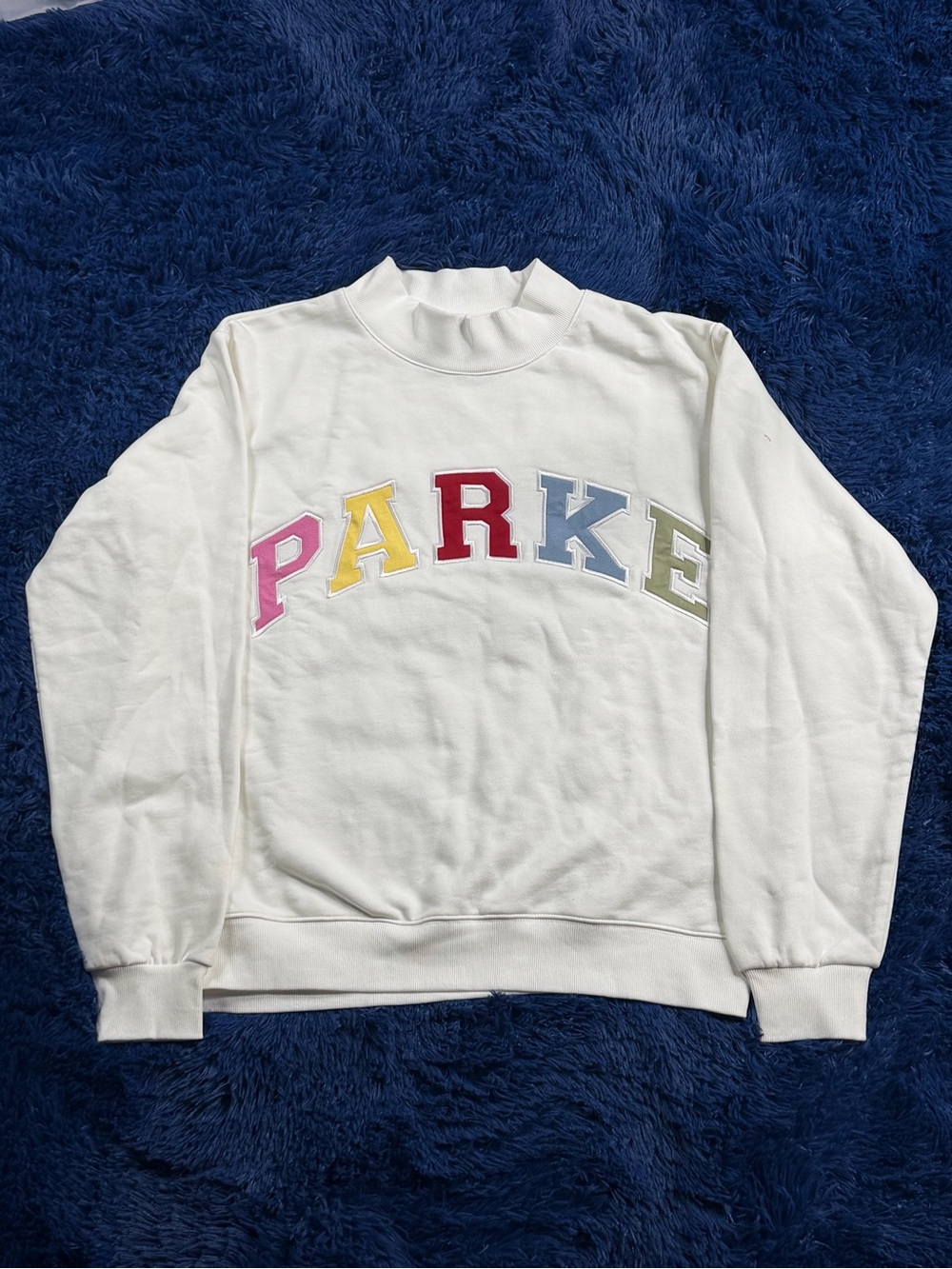 Parke White Crewneck Sweatshirt with Multicolor Appliqué